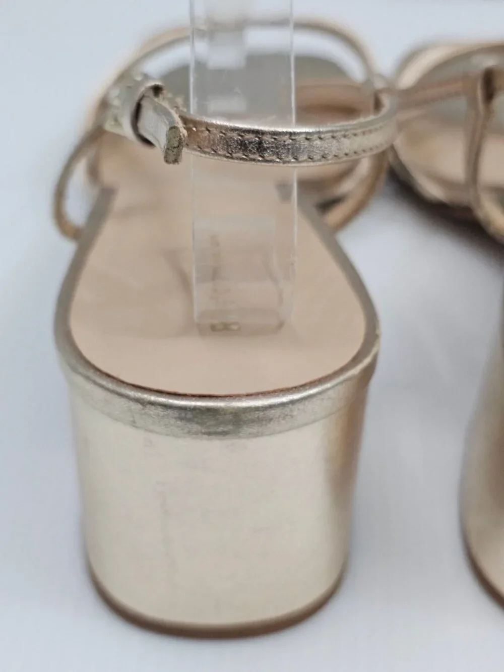 Reformation Eleonora Slingback Sandal Size 11 Gold Leather Square Toe Block Heel